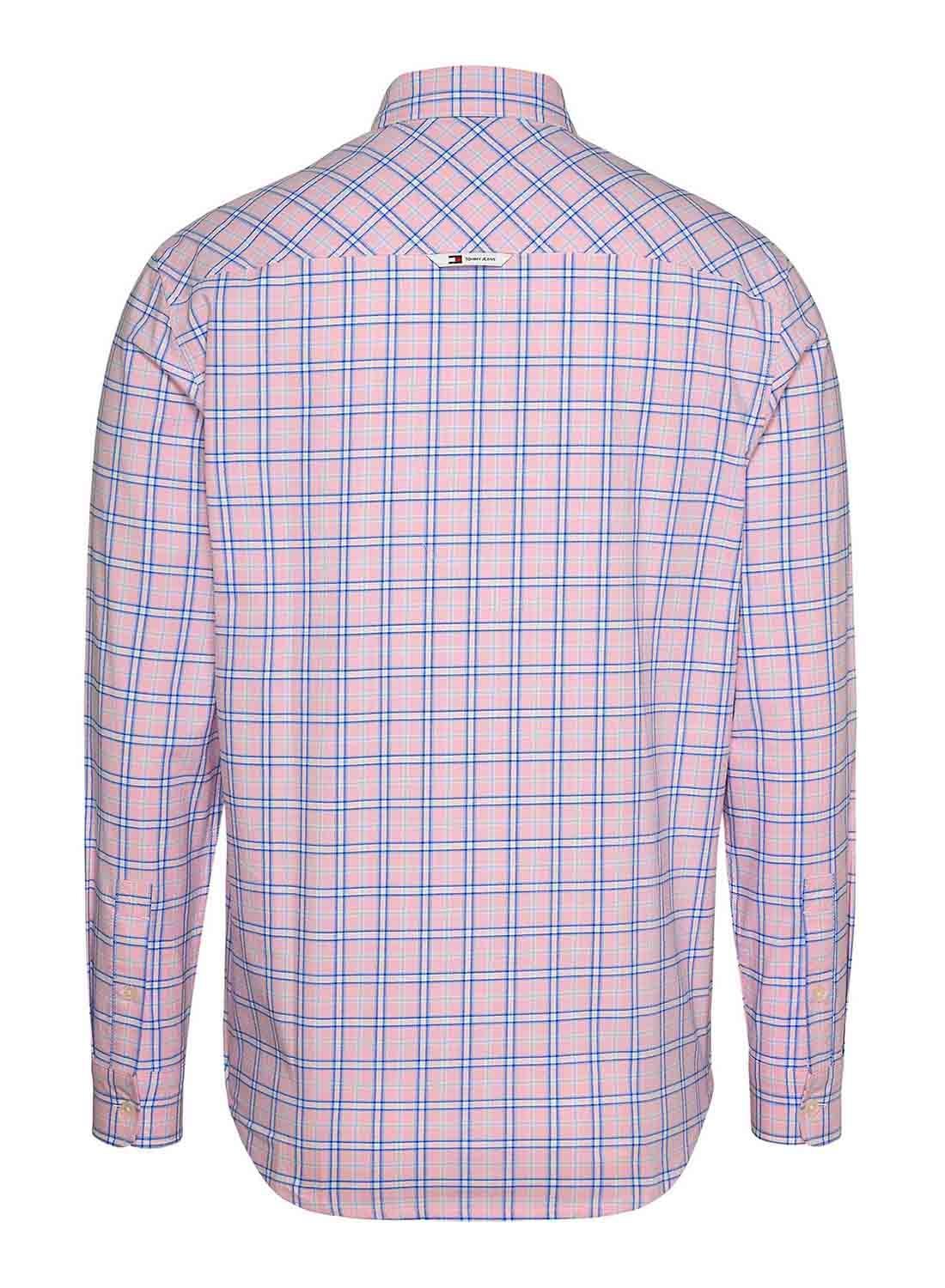 Camisa Tommy Jeans Oxford Xadrez Rosa Para Homem