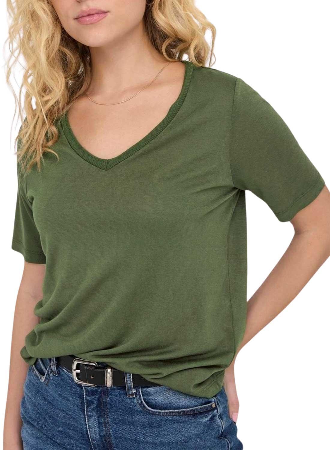 . Camiseta Only Elise Verde Para Mulher