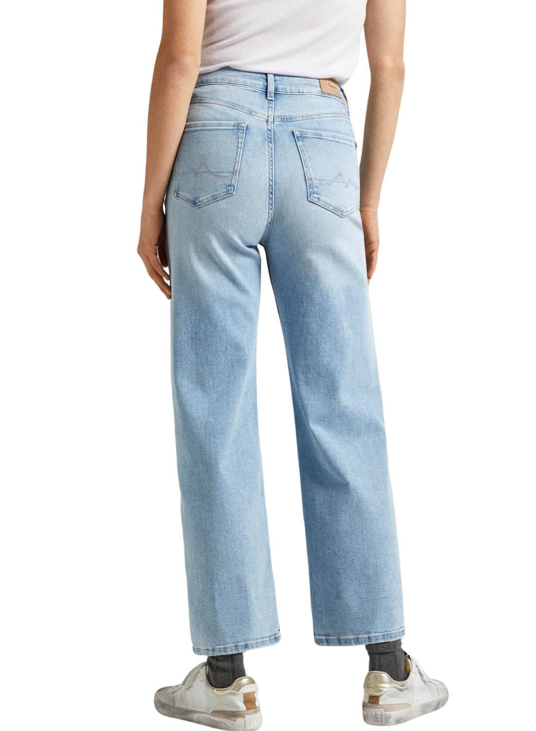 Calças Pepe Jeans Wide Leg em Denim Claro