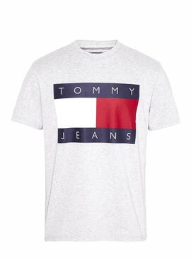 T-Shirt Tommy Jeans Flag Cinza Para Homem