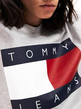T-Shirt Tommy Jeans Flag Cinza Para Homem