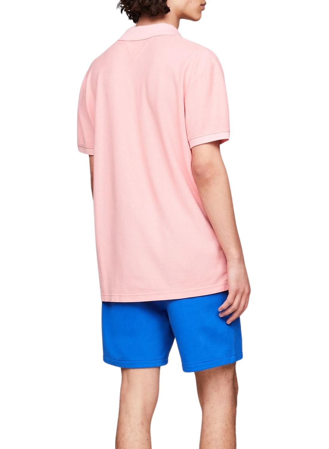 Polo Tommy Jeans Reg Badge Rosa Para Homens