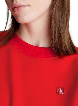 Moletom Calvin Klein Embro Badge Vermelho Para Mulher