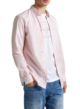Camisa Pepe Jeans Pigdon Listrada Rosa para Homem