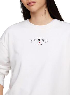 Moletom Tommy Jeans Essential Logo Branco Mulher