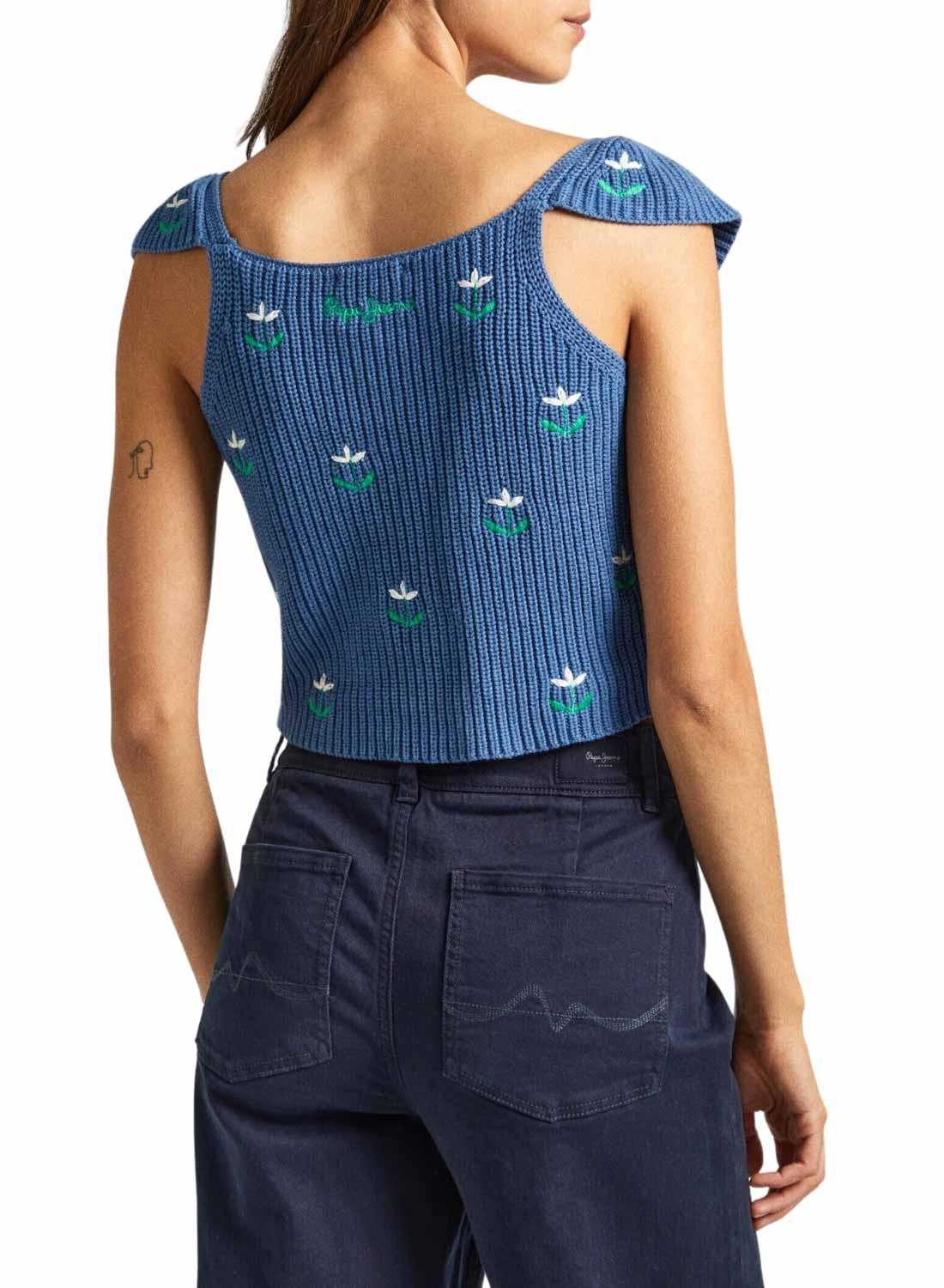 Top Pepe Jeans Greer Azul Para Mulher