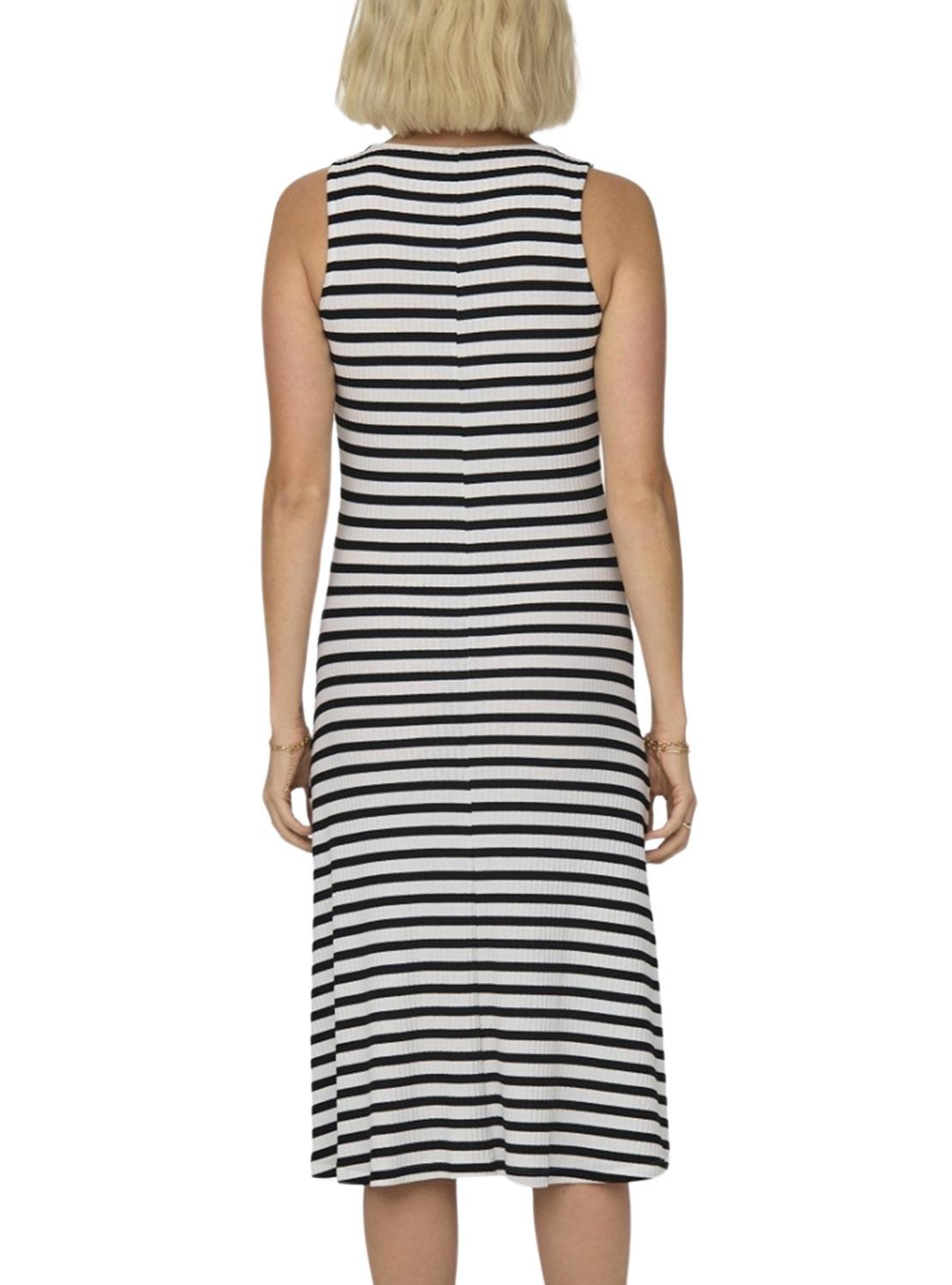 Vestido Only Nella Button Stripe Azul Marinho Para Mulher