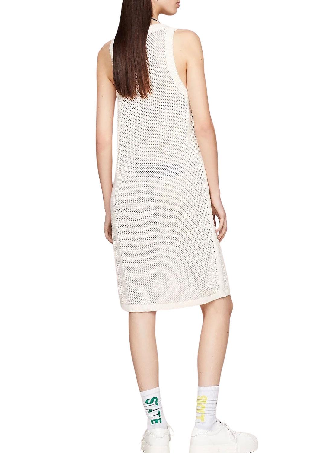 Vestido Tommy Jeans Open Branco para Mulher