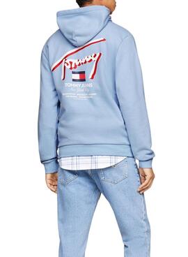 Moletom Tommy Jeans 3D Street Hood Azul para Homem