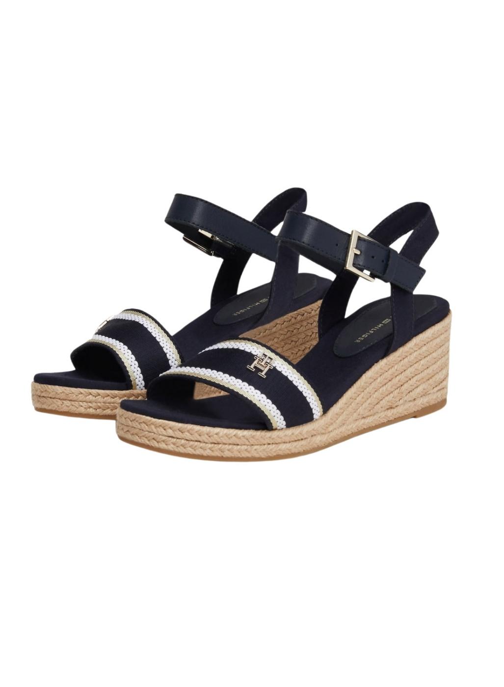 Sandálias Tommy Hilfiger Webbing Wedge Marino Mulher