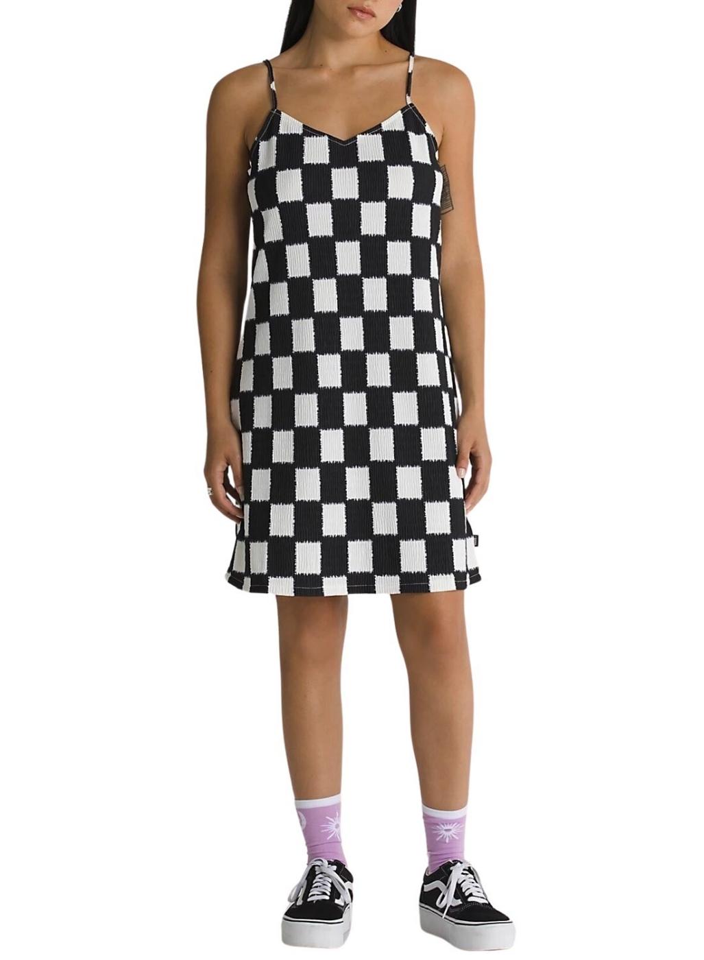 Vestido Vans Venton Checker Branco e Preto Para Mulher