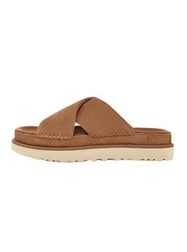 Chinelo UGG Goldenstar Cross Chestnut para Mulher.