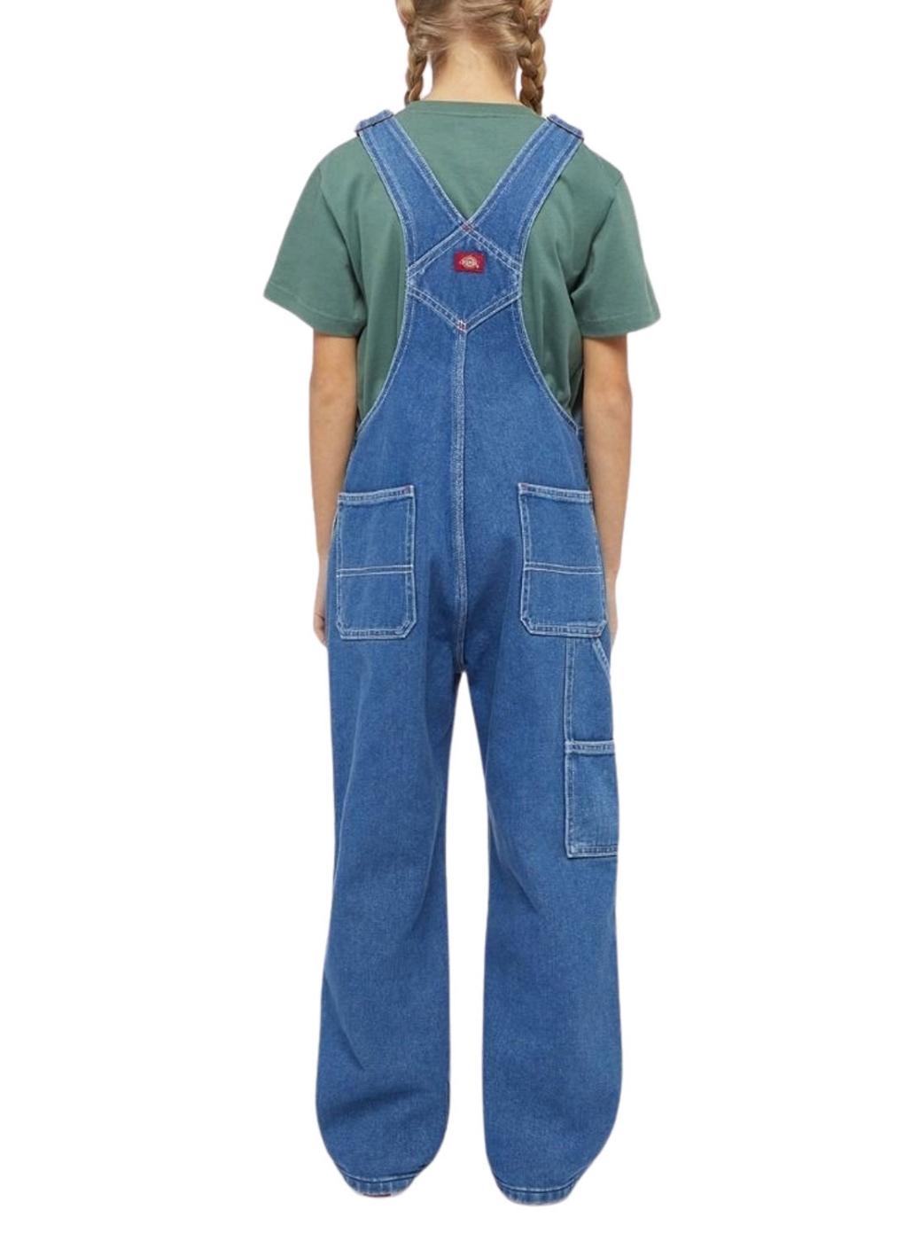 Macacão Dickies Denim Bib Stonewashed Azul para Menina