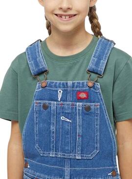 Macacão Dickies Denim Bib Stonewashed Azul para Menina