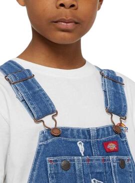 Macacão Dickies Denim Bib Stonewashed Azul para Menina