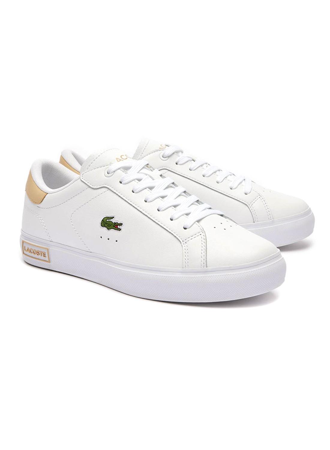 Sapatilhas Lacoste Powercourt Branco Bege Mulher