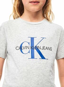 T-Shirt Calvin Klein Monogram Cinza Para Menin