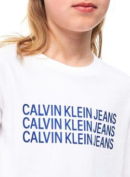 T-Shirt Calvin Klein Triplo Logotipo Balnco 