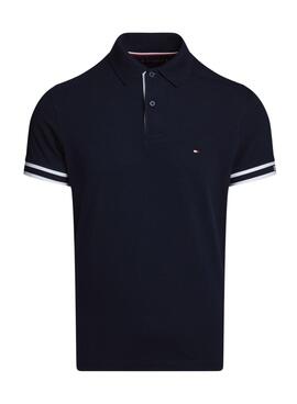 Camisa Polo Tommy Hilfiger Monotype Cuff Azul Marinho Para Homens