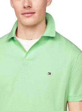 Camisa polo Tommy Hilfiger 1985 verde menta para homem.