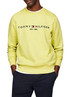 Moletom Tommy Hilfiger Logo Amarelo Para Homem