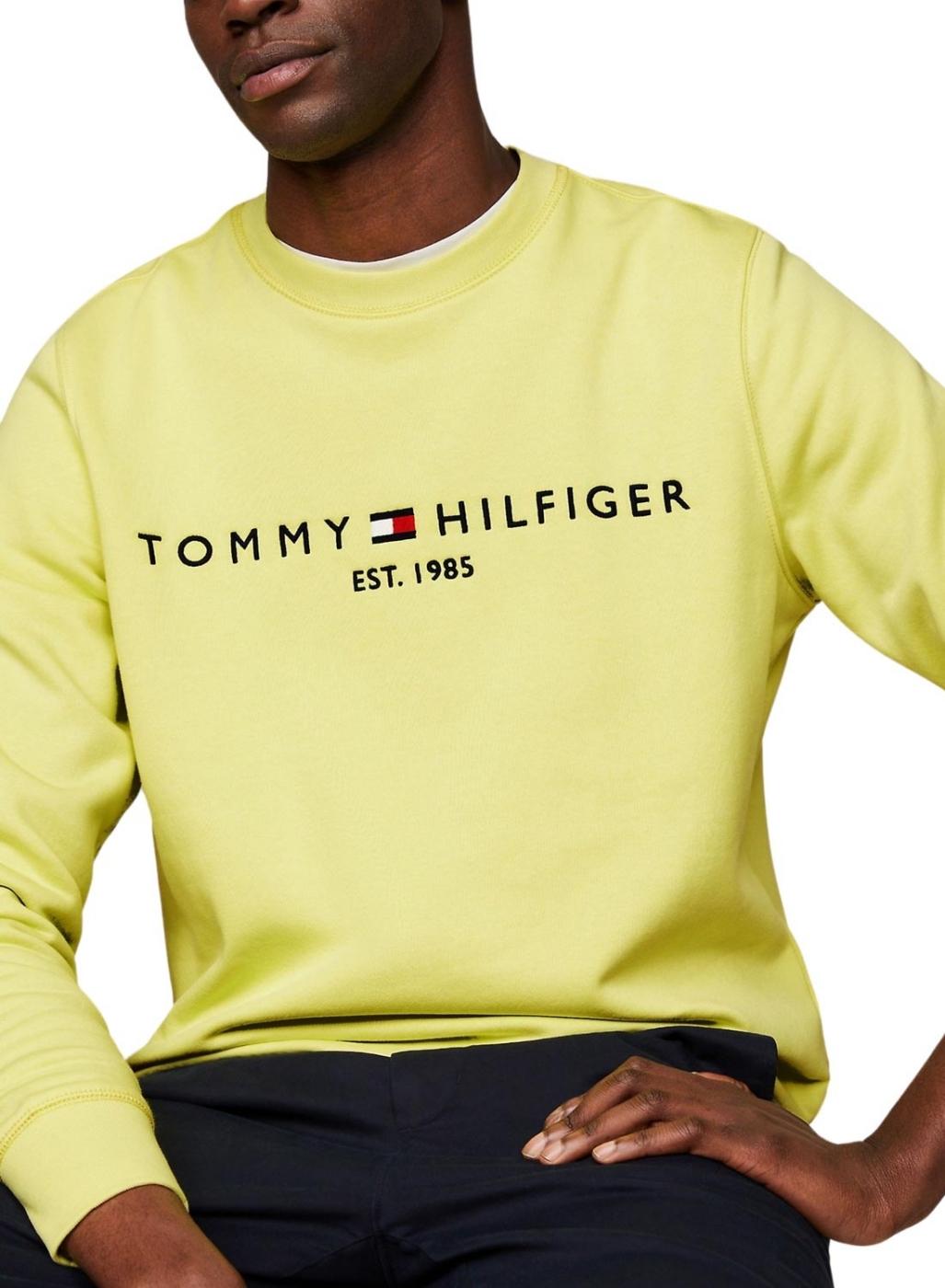 Moletom Tommy Hilfiger Logo Amarelo Para Homem