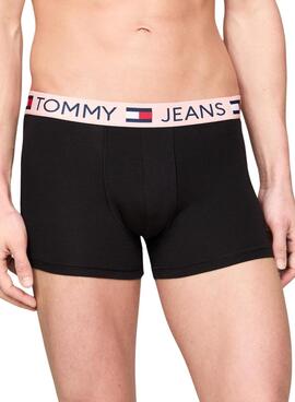 Pacote com 3 cuecas Tommy Jeans Trunk Essential preto para homem.