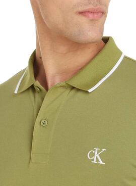 Camisa Polo Calvin Klein Tipping Verde para Homem