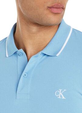 Camisa Polo Calvin Klein Jeans Tipping Slim Azul para Homem.