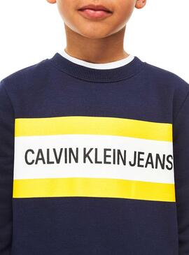 Sweat Calvin Klein Box Logotipo Azul Marinho 