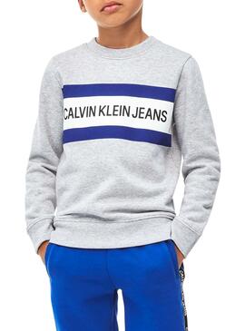 Sweat Calvin Klein Box Logotipo Cinza Para Menino