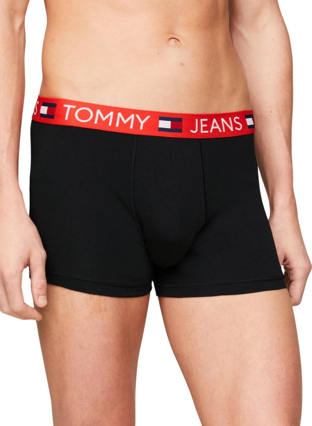 Conjunto de 3 cuecas Tommy Jeans Trunk preto para homem.