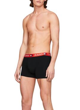 Conjunto de 3 cuecas Tommy Jeans Trunk preto para homem.