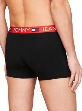 Conjunto de 3 cuecas Tommy Jeans Trunk preto para homem.