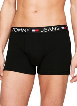 Conjunto de 3 cuecas Tommy Jeans Trunk preto para homem.