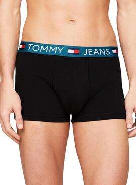 Conjunto de 3 cuecas Tommy Jeans Trunk preto para homem.