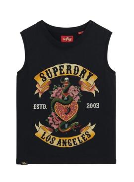 Camiseta Superdry Tattoo Tank Preto para Mulher.