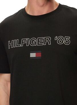 Camiseta Tommy Hilfiger 85 preta para homem.