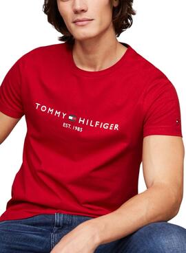 Camiseta Tommy Hilfiger Logo Vermelho para Homem