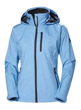 Jaqueta Helly Hansen Crew com capuz azul para mulher.