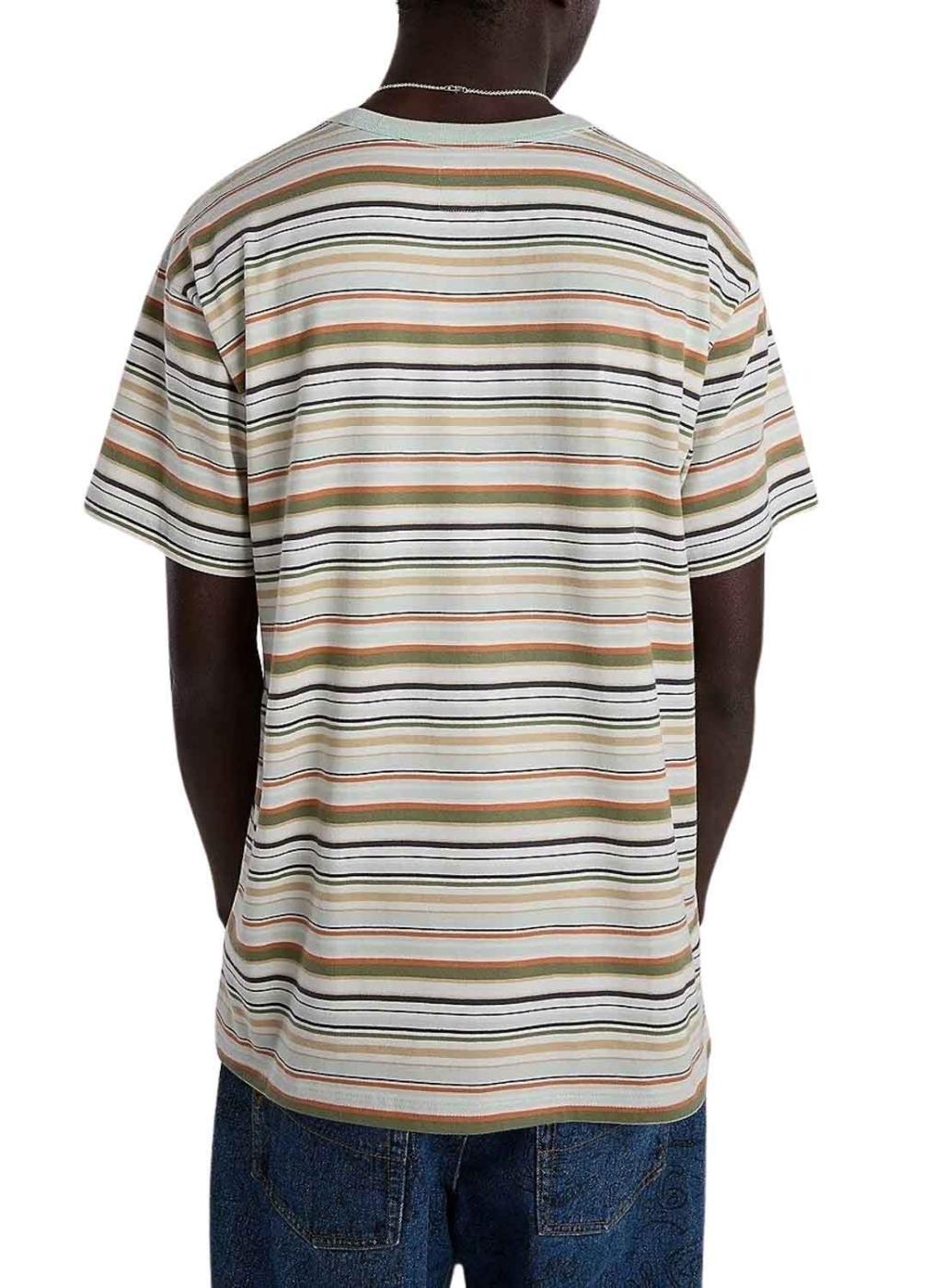 Camiseta Vans Mcmillan Listrada Turquesa Para Homem