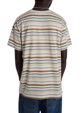 Camiseta Vans Mcmillan Listrada Turquesa Para Homem