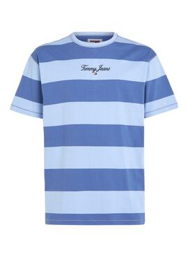 Camiseta Tommy Jeans Bold Stripe Azul para Homem