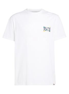 Camiseta Tommy Jeans Fllower Regular Branca Para Homem