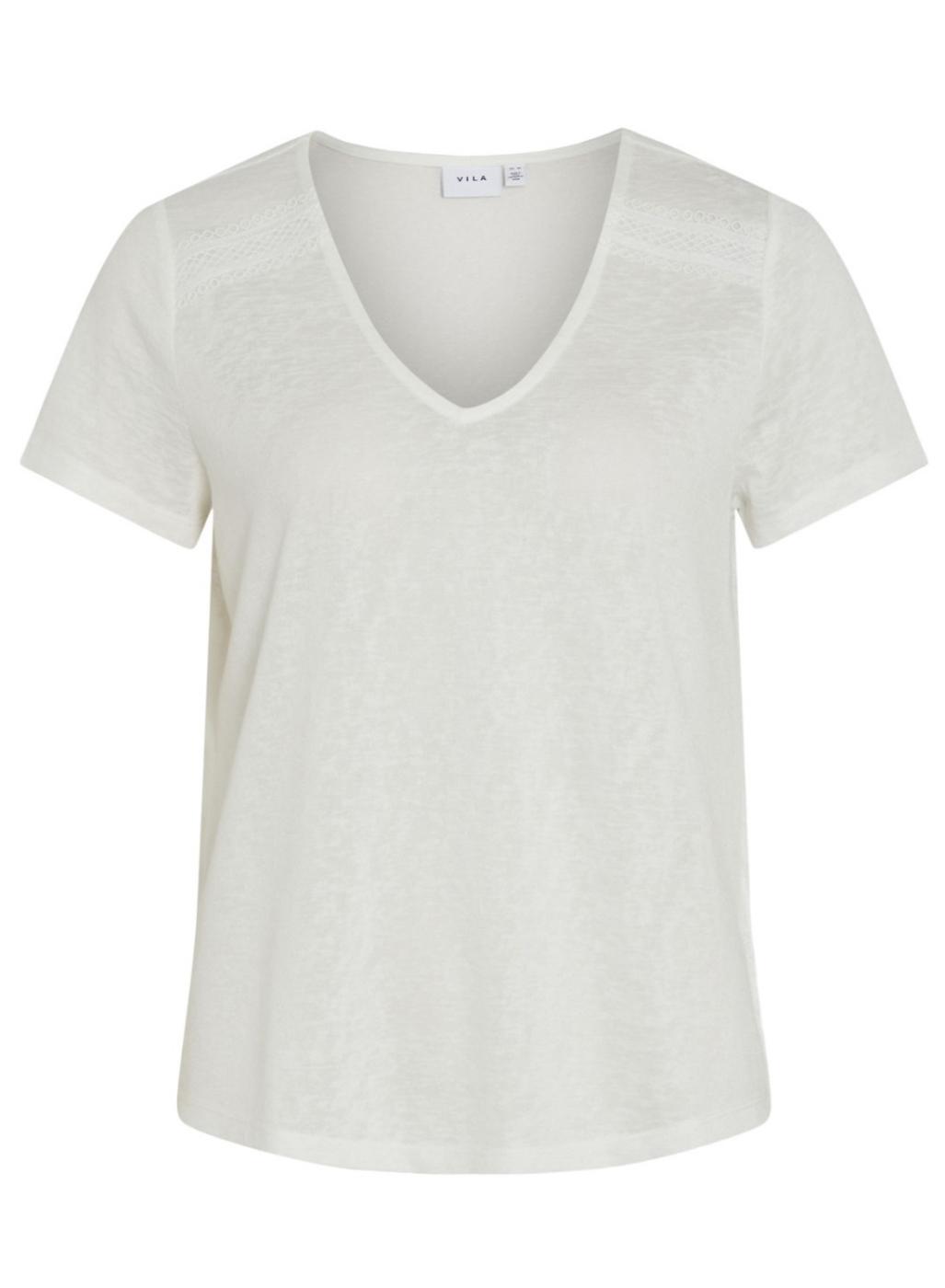 Camisa Vila Viamer V-Neck Branca Para Mulher