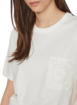 Camisa Vila Visybil Crochet Branca para Mulher