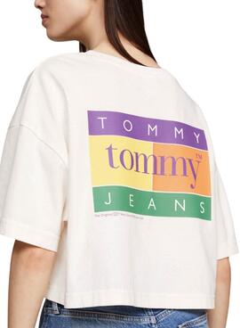 Camiseta Tommy Jeans Oversize Summer Branco Para Mulher