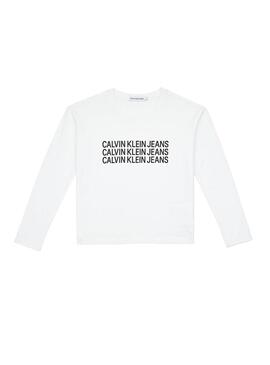 T-Shirt Calvin Klein Triplo Logotipo Branco