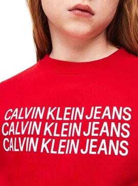 Sweat Calvin Klein Triplo Logotipo Vermelho 