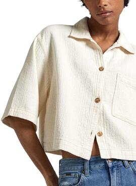 Camisa Pepe Jeans Elle Bege para Mulher.